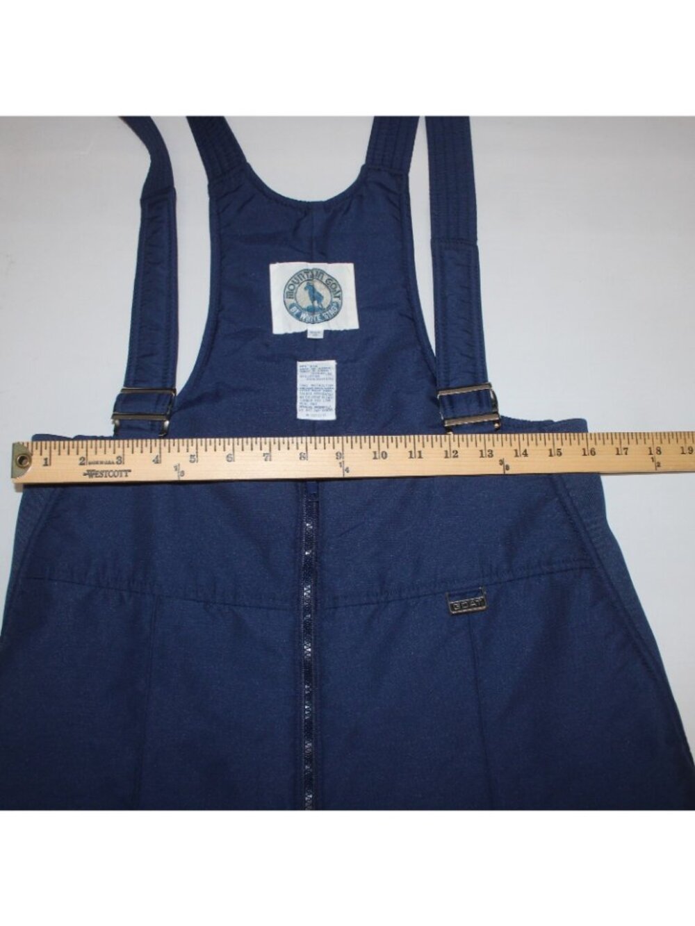 Mountain Goat White Stag Snow Pants Sz 36 Navy Blue Pockets One Piece 100% Poly - Picture 8 of 8